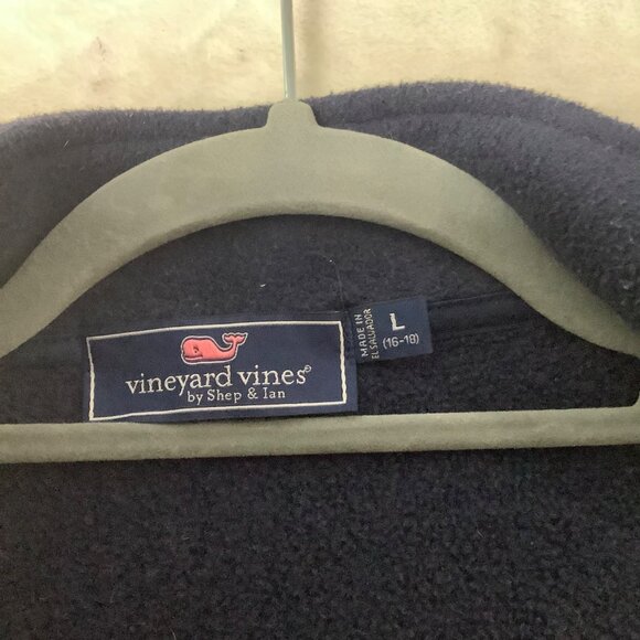 Vineyard Vines Harbor Fleece Zip Up Vest Navy Blue Boy Large Whale Logo Preppy - Picture 5 of 8